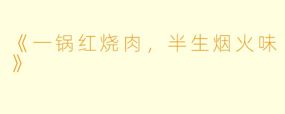《一锅红烧肉，半生烟火味》