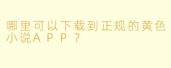 哪里可以下载到正规的黄色小说APP？