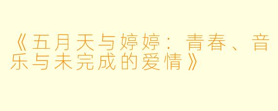 《五月天与婷婷：青春、音乐与未完成的爱情》