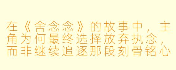 在《舍念念》的故事中，主角为何最终选择放弃执念，而非继续追逐那段刻骨铭心的感情？