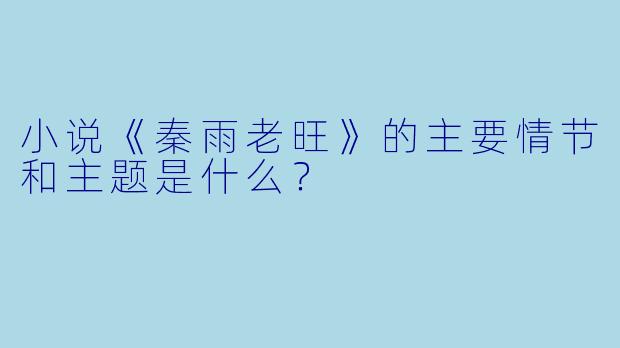 小说《秦雨老旺》的主要情节和主题是什么？