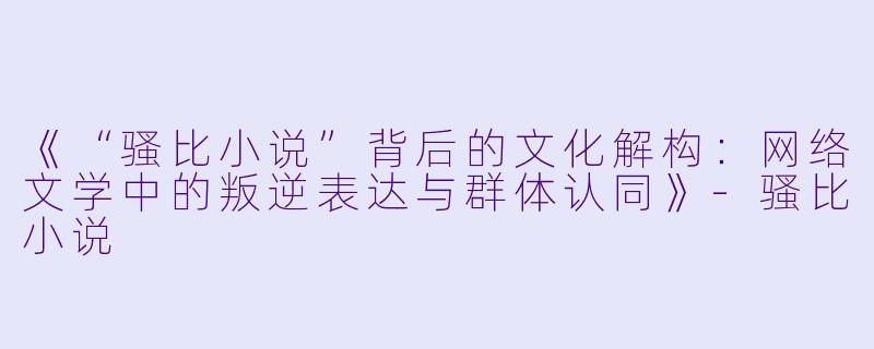 《“骚比小说”背后的文化解构：网络文学中的叛逆表达与群体认同》-骚比小说
