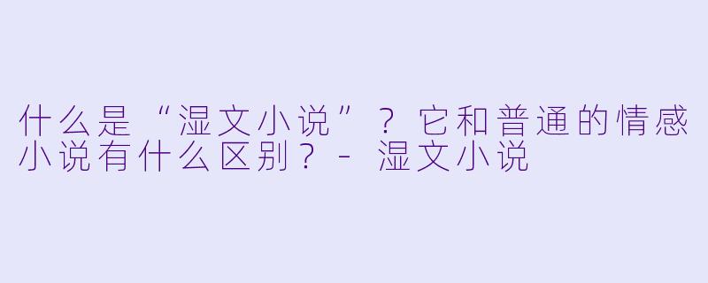 什么是“湿文小说”？它和普通的情感小说有什么区别？-湿文小说