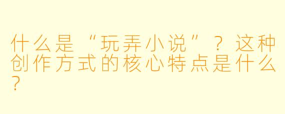 什么是“玩弄小说”？这种创作方式的核心特点是什么？