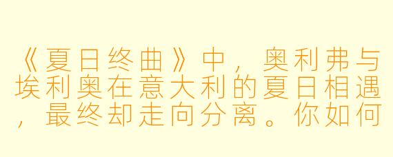 《夏日终曲》中，奥利弗与埃利奥在意大利的夏日相遇，最终却走向分离。你如何理解小说中“终曲”这一标题的深意？它仅仅指向一段感情的结束，还是暗示了更复杂的生命隐喻？