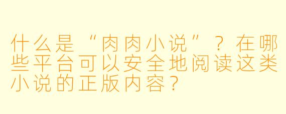 什么是“肉肉小说”？在哪些平台可以安全地阅读这类小说的正版内容？