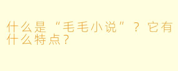什么是“毛毛小说”？它有什么特点？