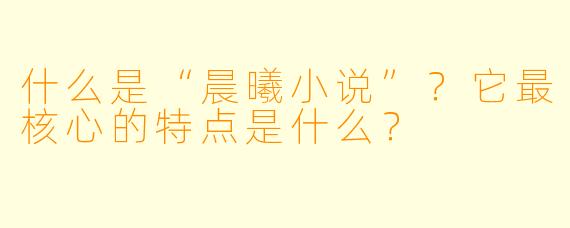 什么是“晨曦小说”？它最核心的特点是什么？