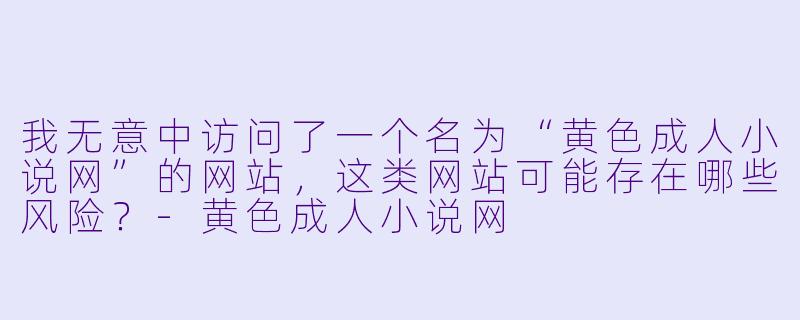 我无意中访问了一个名为“黄色成人小说网”的网站，这类网站可能存在哪些风险？-黄色成人小说网