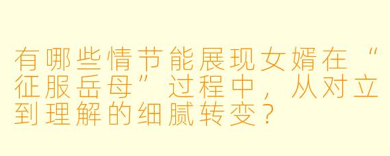 有哪些情节能展现女婿在“征服岳母”过程中，从对立到理解的细腻转变？
