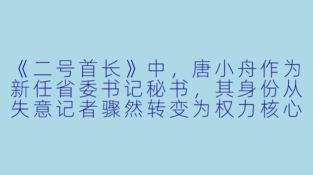 《二号首长》中，唐小舟作为新任省委书记秘书，其身份从失意记者骤然转变为权力核心的“二号首长”。这种极端处境下，他面临的最大挑战是什么？是适应复杂的权力规则，还是保持自我的道德底线？