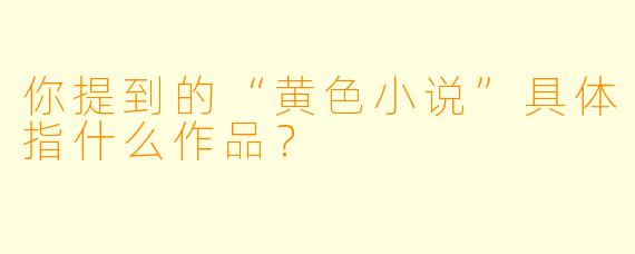 你提到的“黄色小说”具体指什么作品？