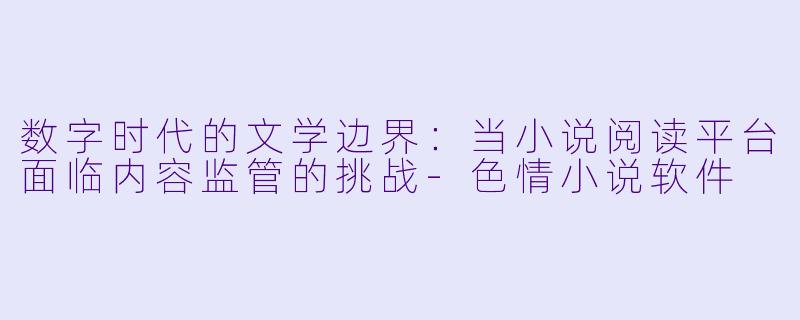 数字时代的文学边界：当小说阅读平台面临内容监管的挑战-色情小说软件