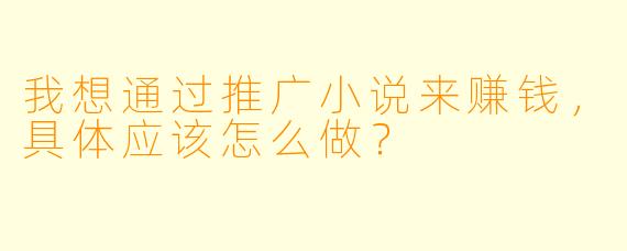 我想通过推广小说来赚钱，具体应该怎么做？