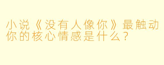 小说《没有人像你》最触动你的核心情感是什么？