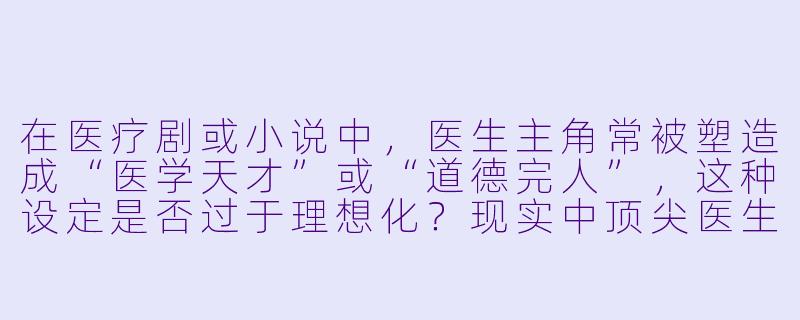 在医疗剧或小说中，医生主角常被塑造成“医学天才”或“道德完人”，这种设定是否过于理想化？现实中顶尖医生的成长路径和面临的伦理困境究竟是怎样的？-医生小说h