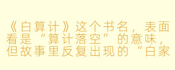 《白算计》这个书名，表面看是“算计落空”的意味，但故事里反复出现的“白家”和“卜算”似乎又暗藏双关。您在设计书名时，是否刻意将命运的无常与人为的谋划交织在一起？书中角色总在试图窥破天机、算计得失，这是否暗示了人面对不可知命运时的一种普遍困境？