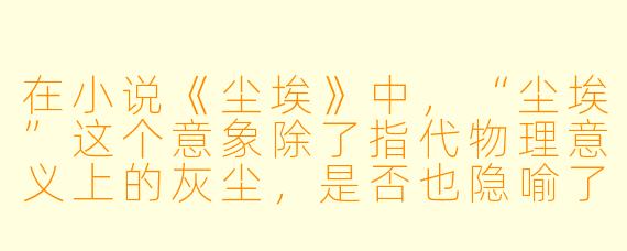 在小说《尘埃》中，“尘埃”这个意象除了指代物理意义上的灰尘，是否也隐喻了某种更深刻的社会或人性层面的含义？