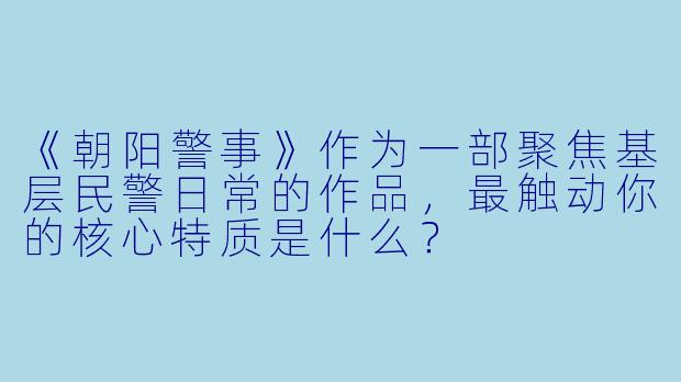《朝阳警事》作为一部聚焦基层民警日常的作品,最触动你的核心特质是什么?
