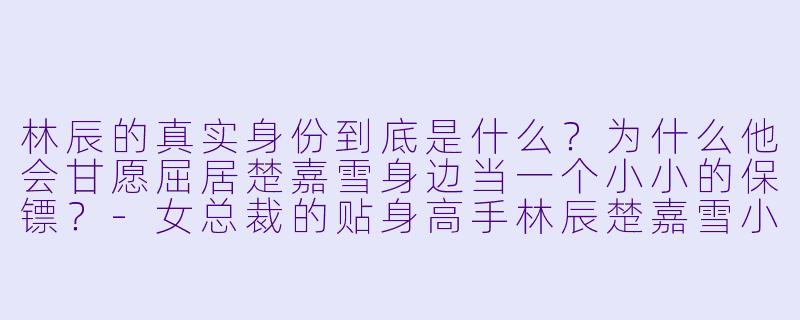 林辰的真实身份到底是什么？为什么他会甘愿屈居楚嘉雪身边当一个小小的保镖？-女总裁的贴身高手林辰楚嘉雪小说