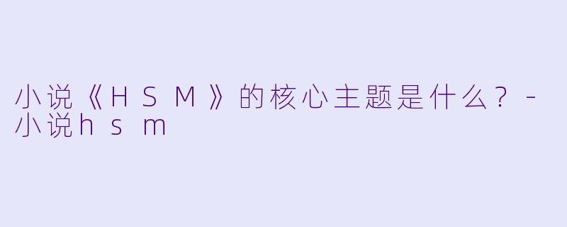 小说《HSM》的核心主题是什么？-小说hsm