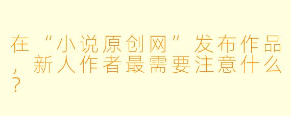 在“小说原创网”发布作品，新人作者最需要注意什么？