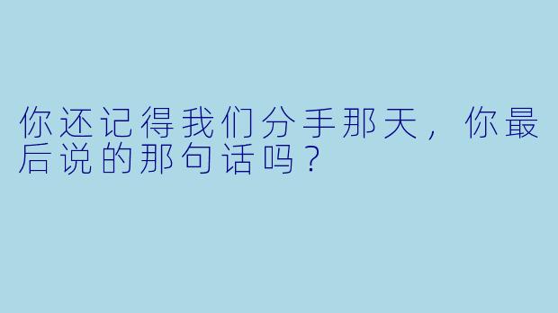 你还记得我们分手那天，你最后说的那句话吗？