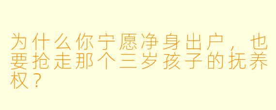 为什么你宁愿净身出户，也要抢走那个三岁孩子的抚养权？