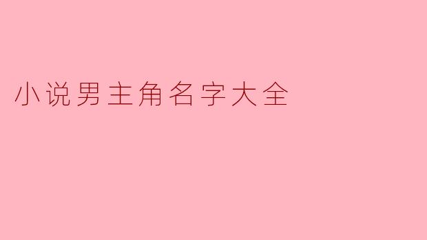 小说男主角名字大全