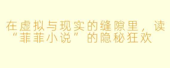 在虚拟与现实的缝隙里，读“菲菲小说”的隐秘狂欢