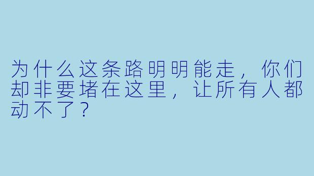 为什么这条路明明能走，你们却非要堵在这里，让所有人都动不了？