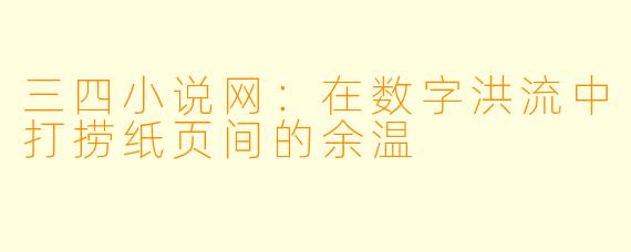 三四小说网：在数字洪流中打捞纸页间的余温
