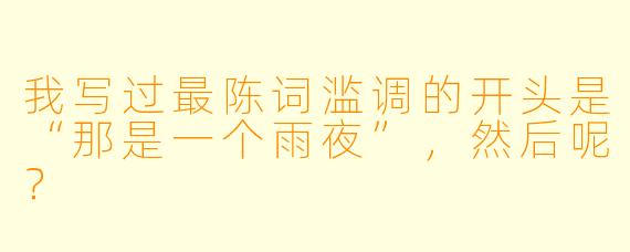 我写过最陈词滥调的开头是“那是一个雨夜”，然后呢？