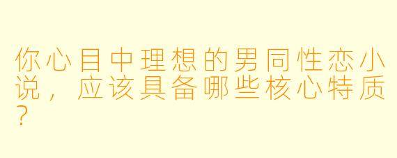 你心目中理想的男同性恋小说，应该具备哪些核心特质？