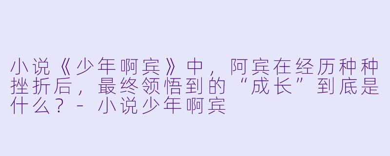小说《少年啊宾》中，阿宾在经历种种挫折后，最终领悟到的“成长”到底是什么？-小说少年啊宾