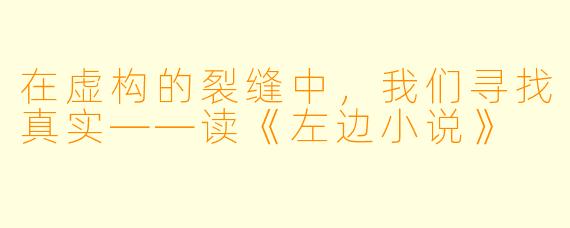 在虚构的裂缝中，我们寻找真实——读《左边小说》