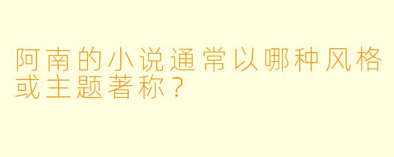 阿南的小说通常以哪种风格或主题著称？