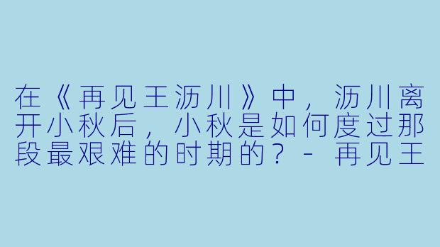 在《再见王沥川》中,沥川离开小秋后,小秋是如何度过那段最艰难的时期的?-再见王沥川小说