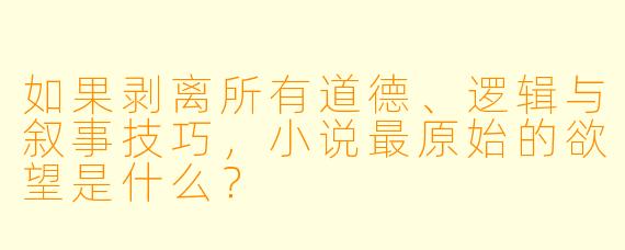 如果剥离所有道德、逻辑与叙事技巧，小说最原始的欲望是什么？