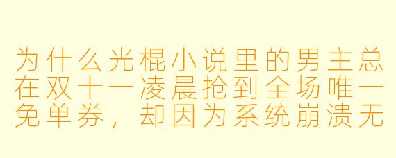 为什么光棍小说里的男主总在双十一凌晨抢到全场唯一免单券，却因为系统崩溃无法付款？
