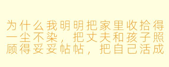 为什么我明明把家里收拾得一尘不染,把丈夫和孩子照顾得妥妥帖帖,把自己活成了一个完美的“贤内助”,可那天晚上,我穿着新买的真丝睡裙站在他面前,他连眼皮都没抬,只是说了一句“今天累了”?