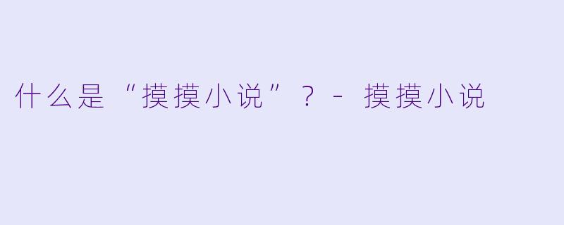 什么是“摸摸小说”？-摸摸小说