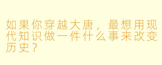 如果你穿越大唐,最想用现代知识做一件什么事来改变历史?