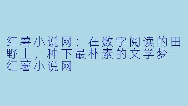 红薯小说网:在数字阅读的田野上,种下最朴素的文学梦-红薯小说网