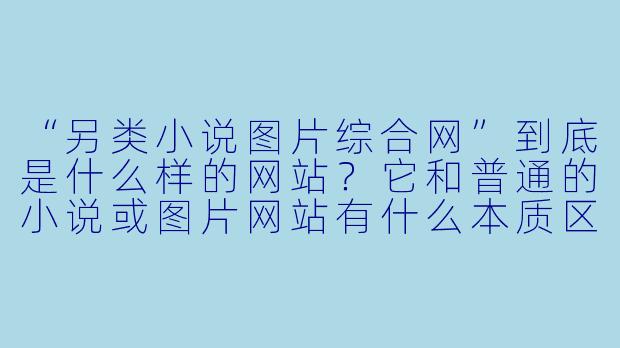 “另类小说图片综合网”到底是什么样的网站?它和普通的小说或图片网站有什么本质区别?