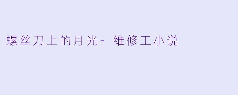 螺丝刀上的月光-维修工小说