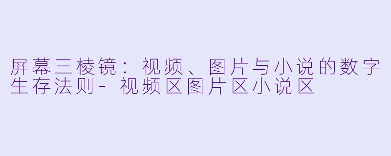 屏幕三棱镜:视频、图片与小说的数字生存法则-视频区图片区小说区