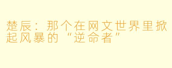 楚辰:那个在网文世界里掀起风暴的“逆命者”