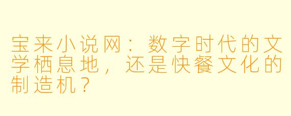 宝来小说网:数字时代的文学栖息地,还是快餐文化的制造机?