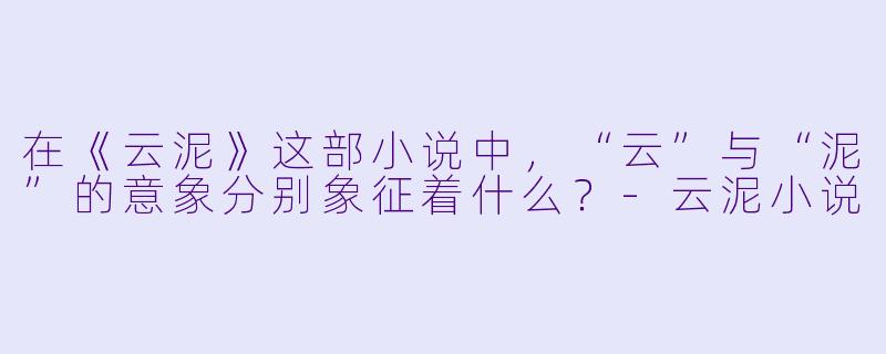 在《云泥》这部小说中，“云”与“泥”的意象分别象征着什么？